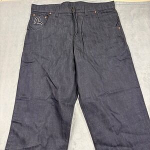 Y2K Evisu Genes Men's 38x32 Private Stock Maniacs Embroidered Face Pocket Jeans